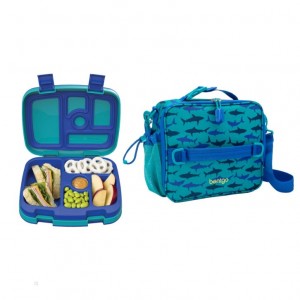 Sharks Bentgo Prints Lunch Box & Lunch Bag Kids' Lunch Set USA | 967105MBO