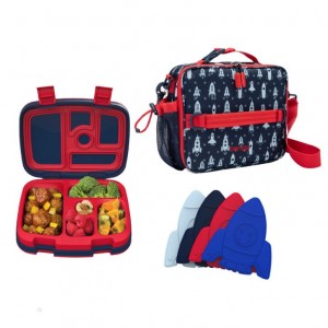 Space Rockets Bentgo Prints Lunch Box, Lunch Bag, & Ice Packs Kids' Lunch Set USA | 263814FUM