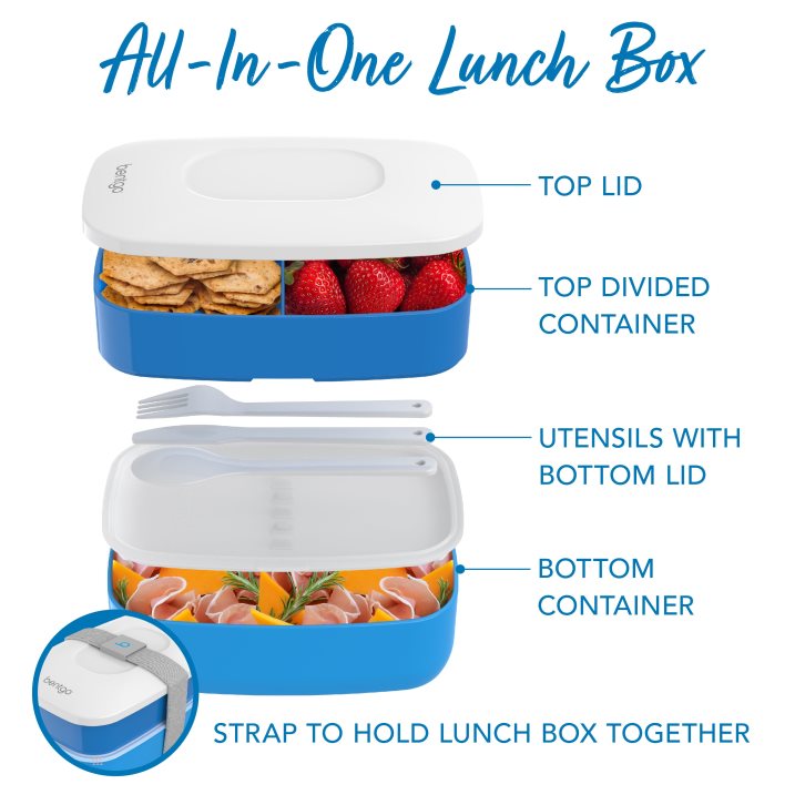 Blue Bentgo Classic (2-Pack) Adults Lunch Box USA | 643815YLG