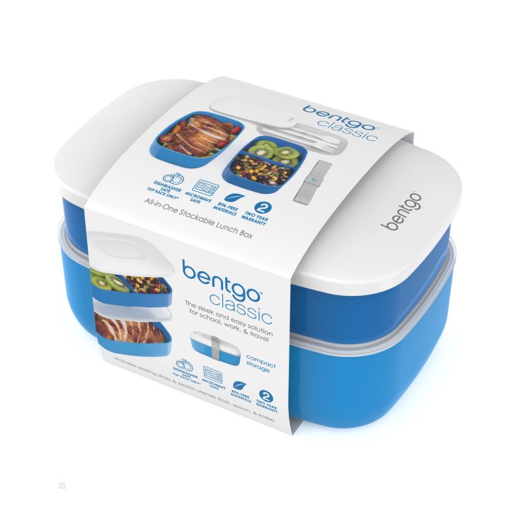 Blue Bentgo Classic (2-Pack) Adults Lunch Box USA | 643815YLG