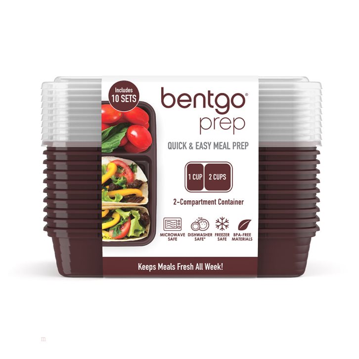 Burgundy Bentgo Prep 2-Compartment Adults Meal Prep Containers USA | 358742VRL