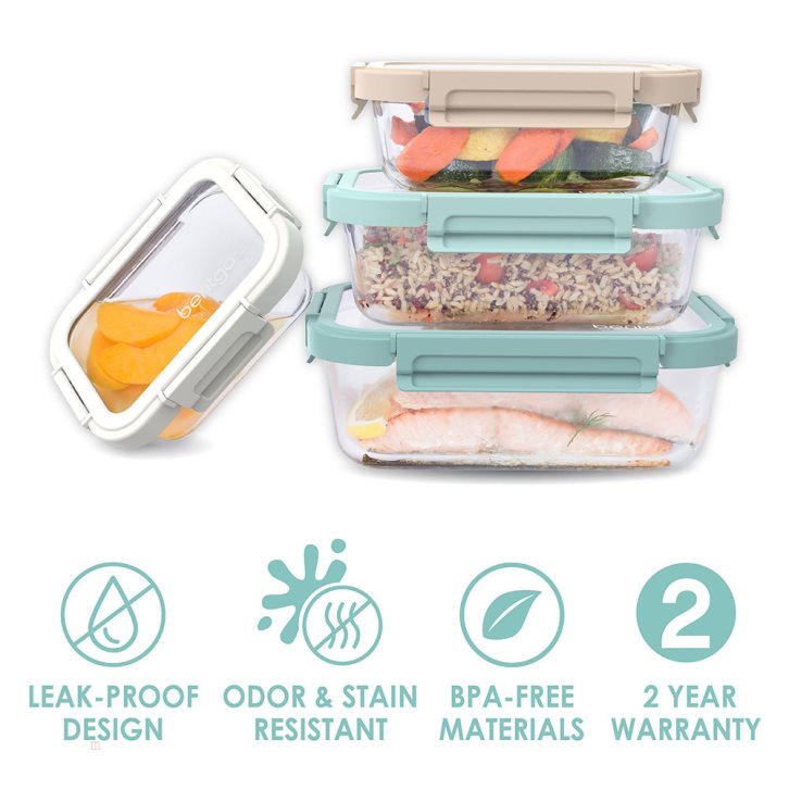 Coastal Beach Bentgo Glass Leak-Proof Set (8pc) Adults Food Storage USA | 629051MCF