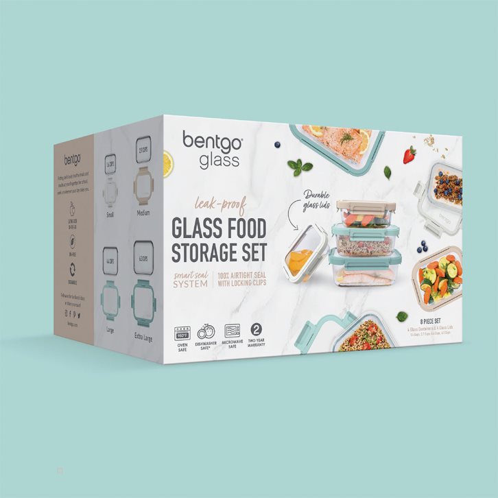 Coastal Beach Bentgo Glass Leak-Proof Set (8pc) Adults Food Storage USA | 629051MCF