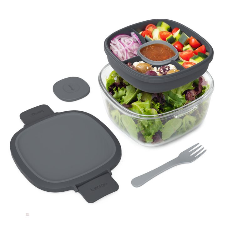 Dark Grey Bentgo Glass Adults Salad Container USA | 341890DSN