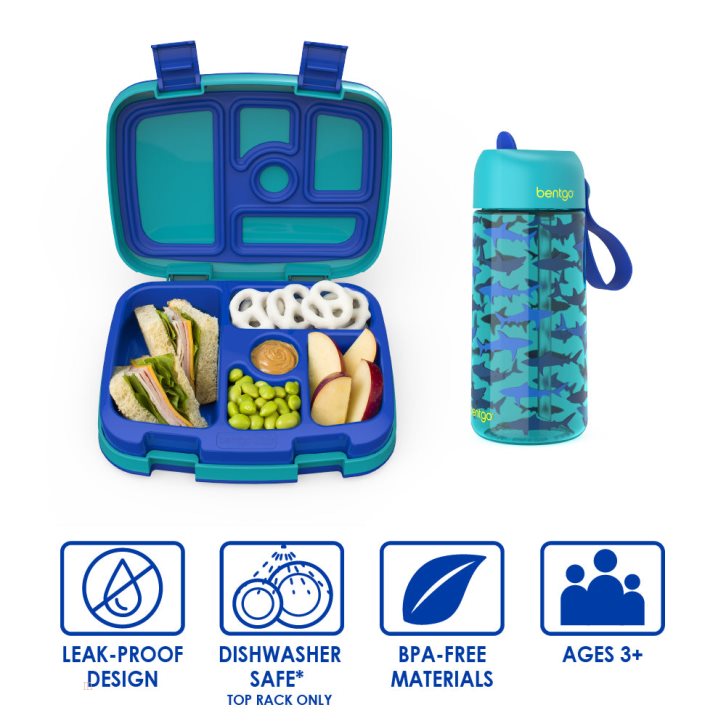 Dark Grey Bentgo Prints Water Bottles Kids' Lunch Box USA | 583790HIP