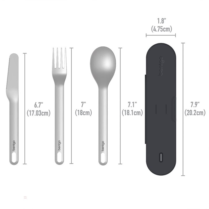 Dark Grey Bentgo Stainless Steel Travel Utensil Set Adults Utensils USA | 957046FBY