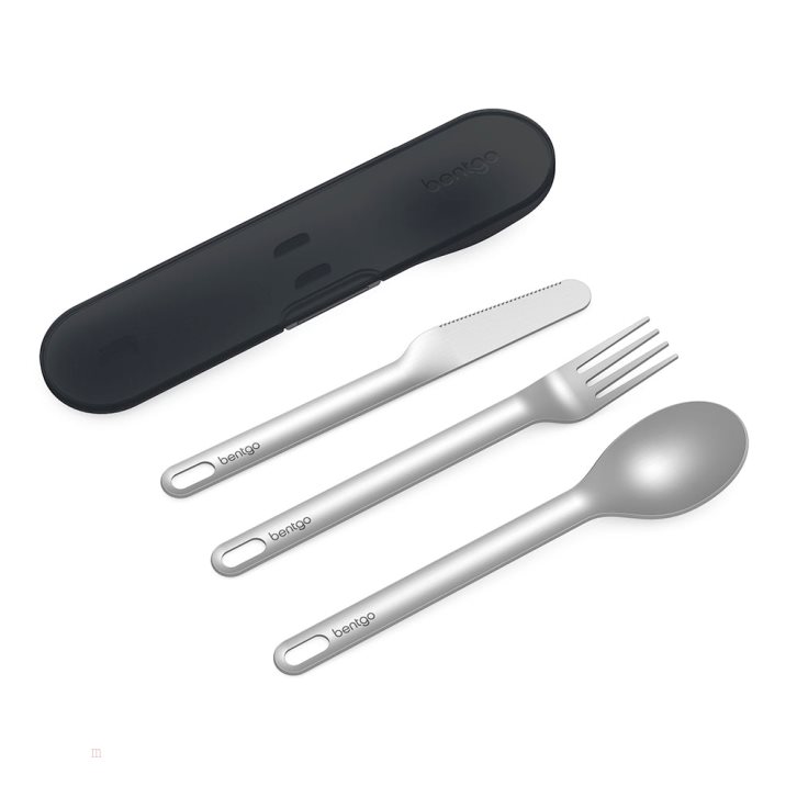 Dark Grey Bentgo Stainless Steel Travel Utensil Set Adults Utensils USA | 957046FBY