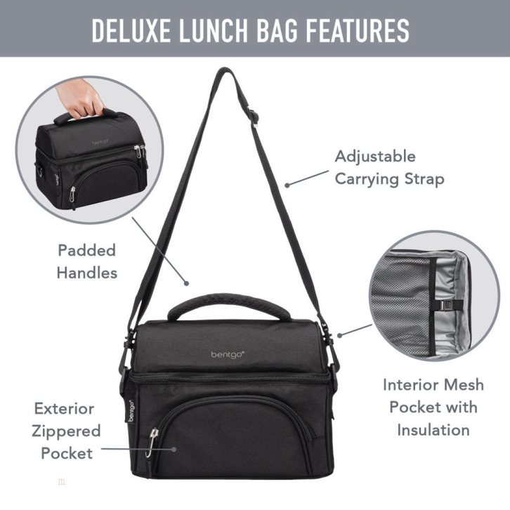 Dark Grey Black Bentgo Deluxe 4-Piece Adults Lunch Set USA | 473612YQW