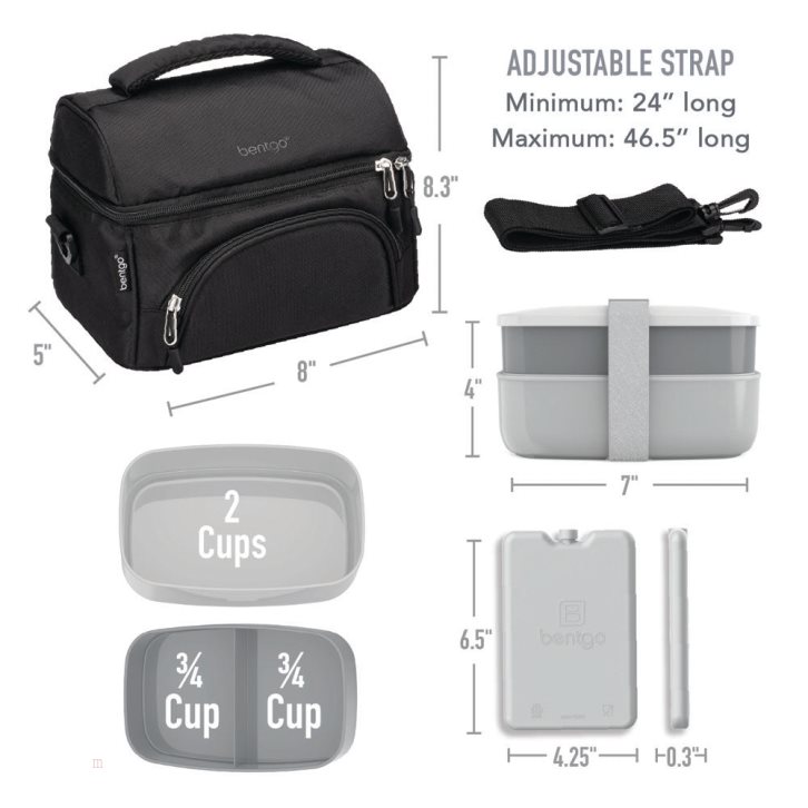 Dark Grey Black Bentgo Deluxe 4-Piece Adults Lunch Set USA | 473612YQW