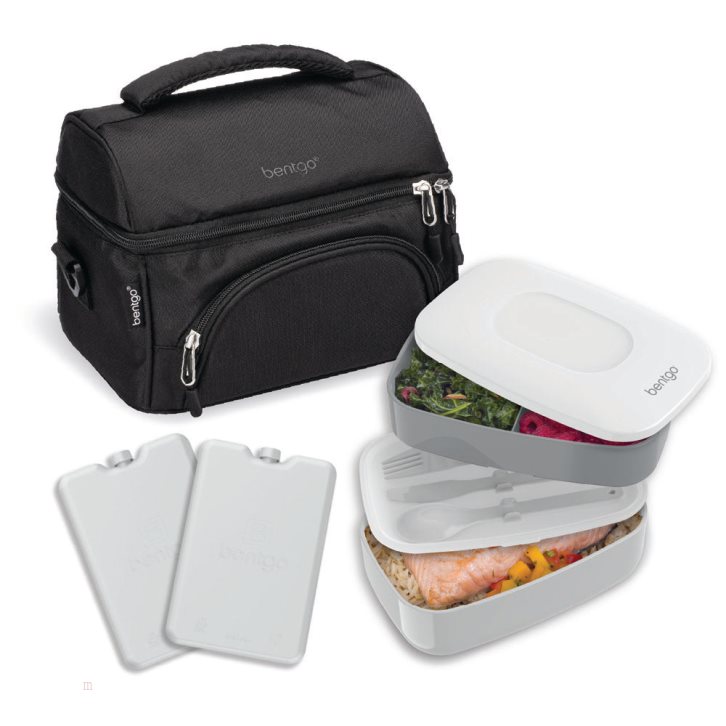 Dark Grey Black Bentgo Deluxe 4-Piece Adults Lunch Set USA | 473612YQW