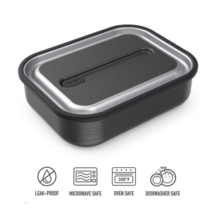 Dark Grey Black Bentgo MicroSteel Adults Lunch Box USA | 469130GYR