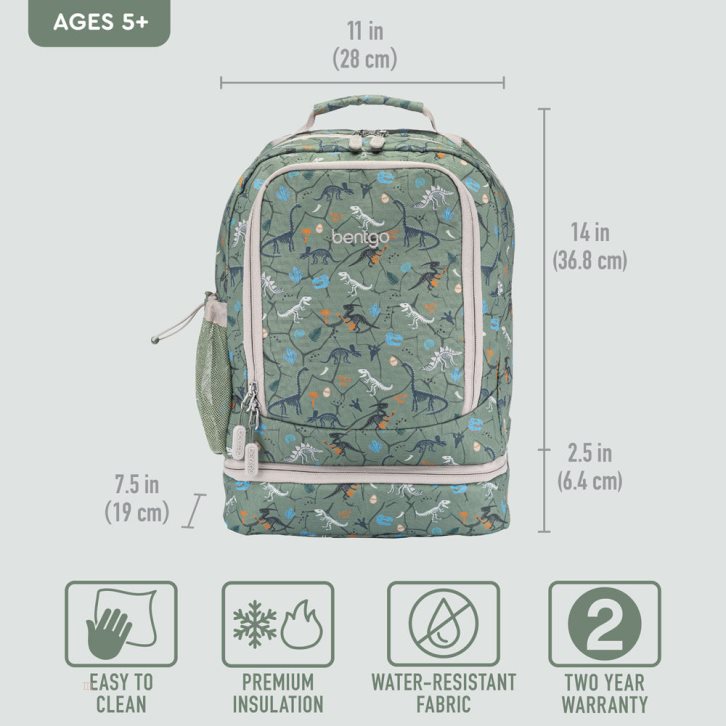 Dino Fossils Bentgo Prints Lunch Bag Kids' 2-in-1 Backpack USA | 894721ZHX