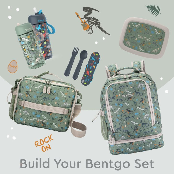 Dino Fossils Bentgo Prints Lunch Bag Kids' 2-in-1 Backpack USA | 894721ZHX