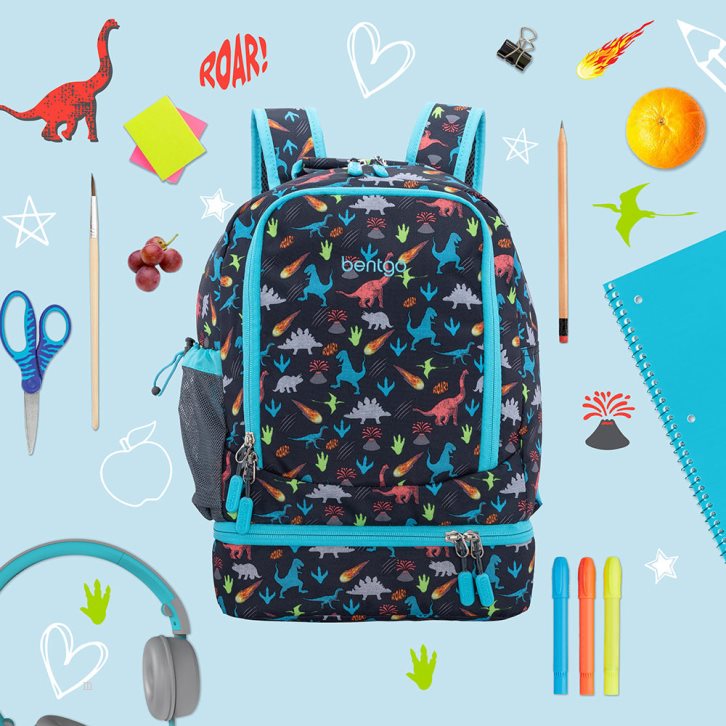 Dinosaur Bentgo Prints Lunch Bag Kids' 2-in-1 Backpack USA | 109254EAC