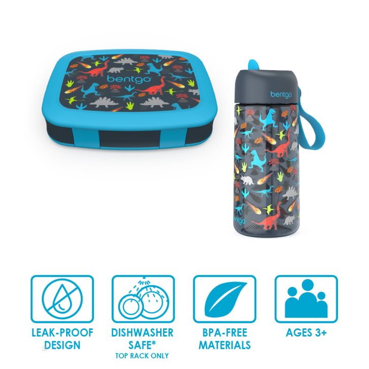 Dinosaur Bentgo Prints Water Bottle & Kids' Lunch Box USA | 347258DSX