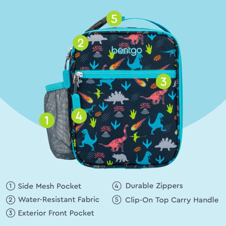 Dinosaur Bentgo Snap & Go Lunch Box, Insulated Lunch Tote, & Ice Packs Kids' Lunch Set USA | 916274FMU