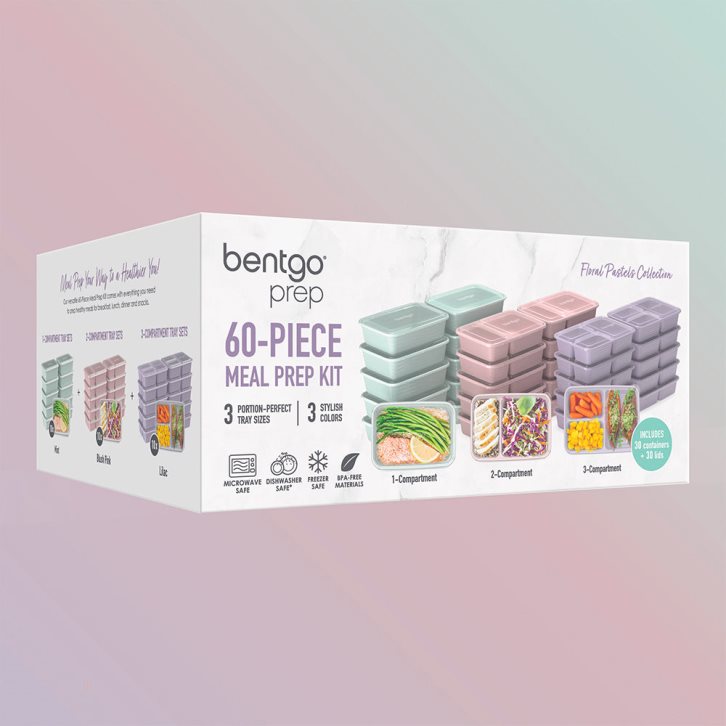 Floral Pastels Bentgo Prep 60-Piece Meal Prep Kit Adults Meal Prep Containers USA | 178563VCO