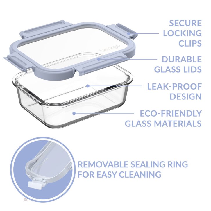 Frost/Periwinkle Bentgo Glass Leak-Proof Set (4pc) Adults Food Storage USA | 561483SZO