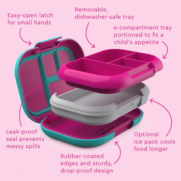 Fuchsia / Turquoise Bentgo Chill (2-Pack) Kids' Lunch Box USA | 092648BXN