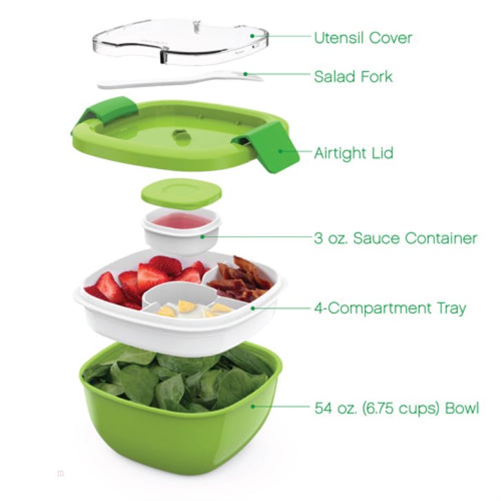 Green Bentgo All-in-One Adults Salad Container USA | 968032ARY