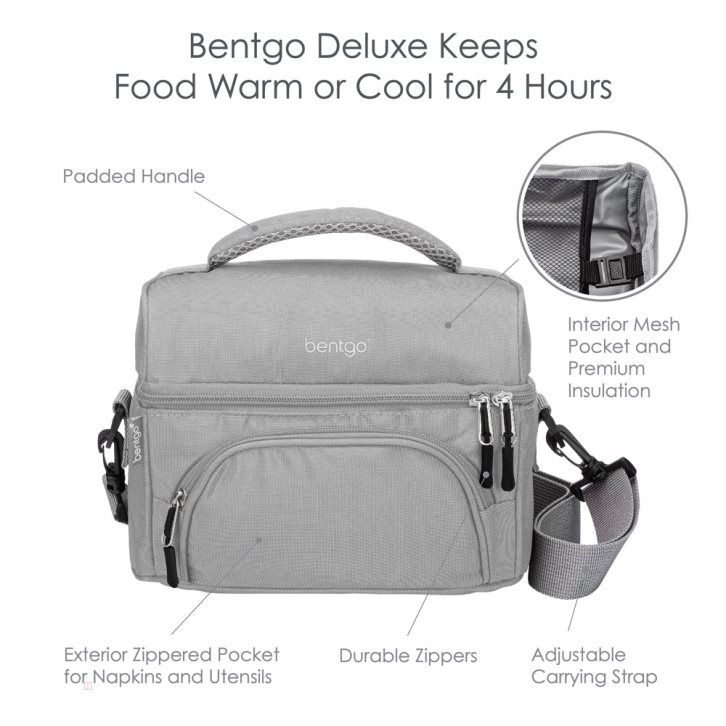 Grey Bentgo Classic Lunch Box & Deluxe Bag Adults Lunch Set USA | 128560LQA