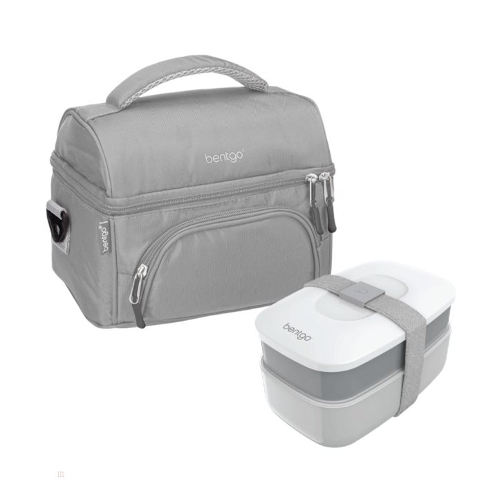 Grey Bentgo Classic Lunch Box & Deluxe Bag Adults Lunch Set USA | 128560LQA