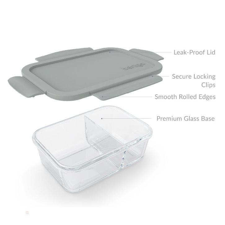 Grey Bentgo Glass Adults Snack Container USA | 634785XFD