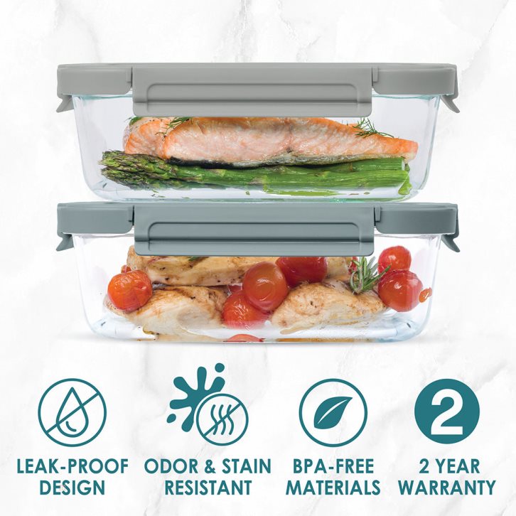 Grey Bentgo Glass Leak-Proof Set (4pc) Adults Food Storage USA | 742036LBC