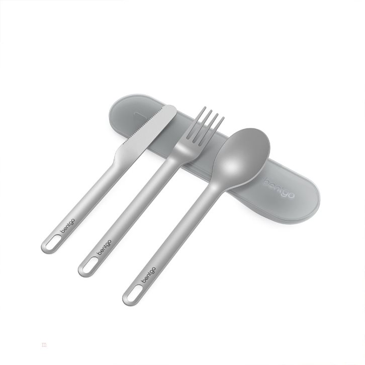 Grey Bentgo Stainless Steel Travel Utensil Set Adults Utensils USA | 391748EVH