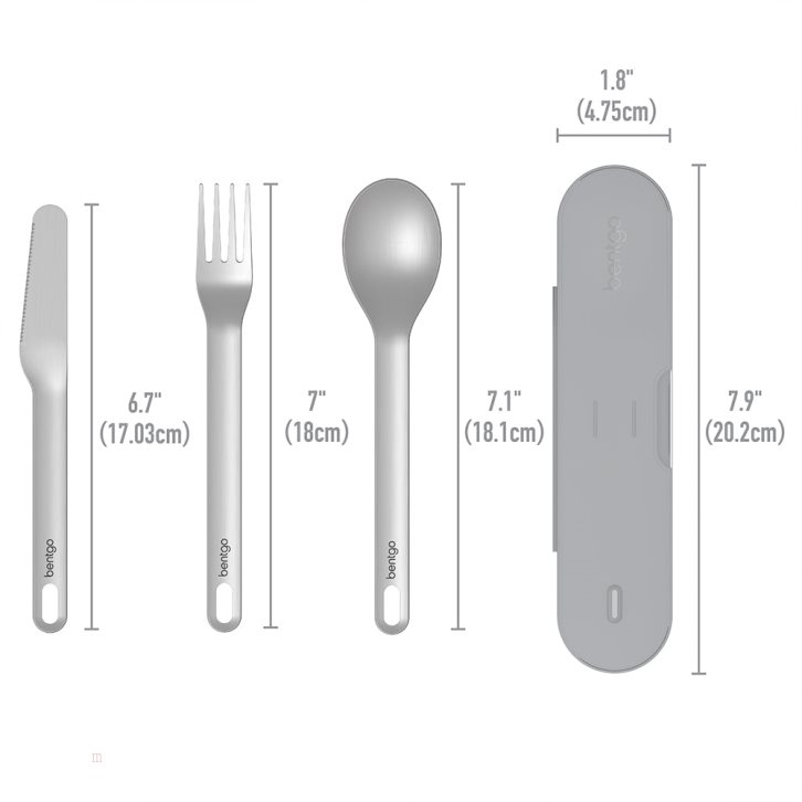 Grey Bentgo Stainless Steel Travel Utensil Set Adults Utensils USA | 391748EVH