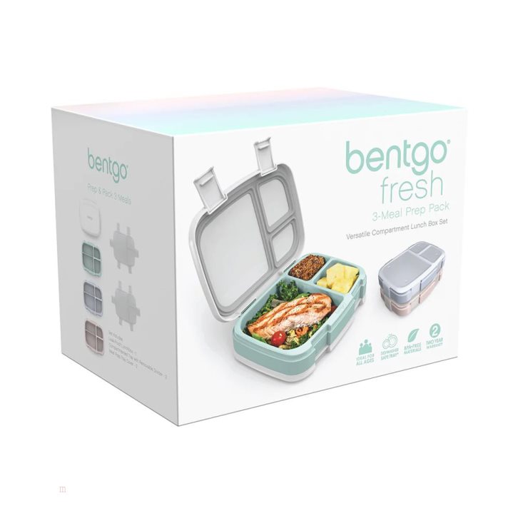 Grey Blue Pink Bentgo Fresh 3-Meal Prep Pack Adults Meal Prep Containers USA | 162378CUM