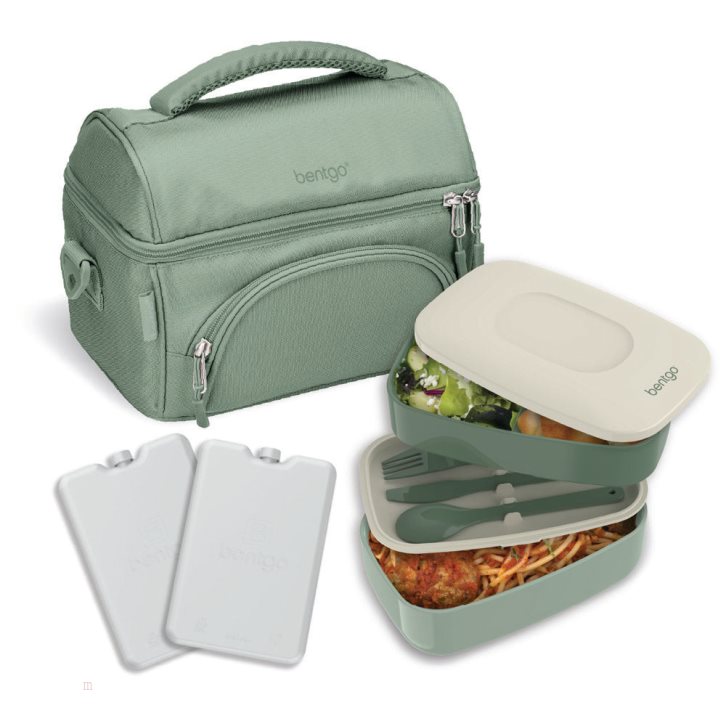 Khaki Green Bentgo Deluxe 4-Piece Adults Lunch Set USA | 638057POK