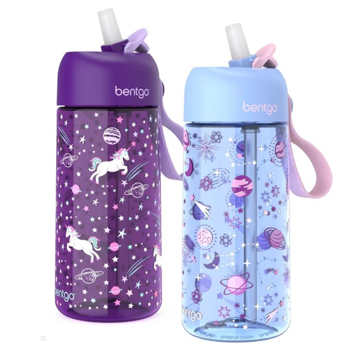 Lavender Bentgo Prints (2-Pack) Kids\' Water Bottle USA | 168543BKW