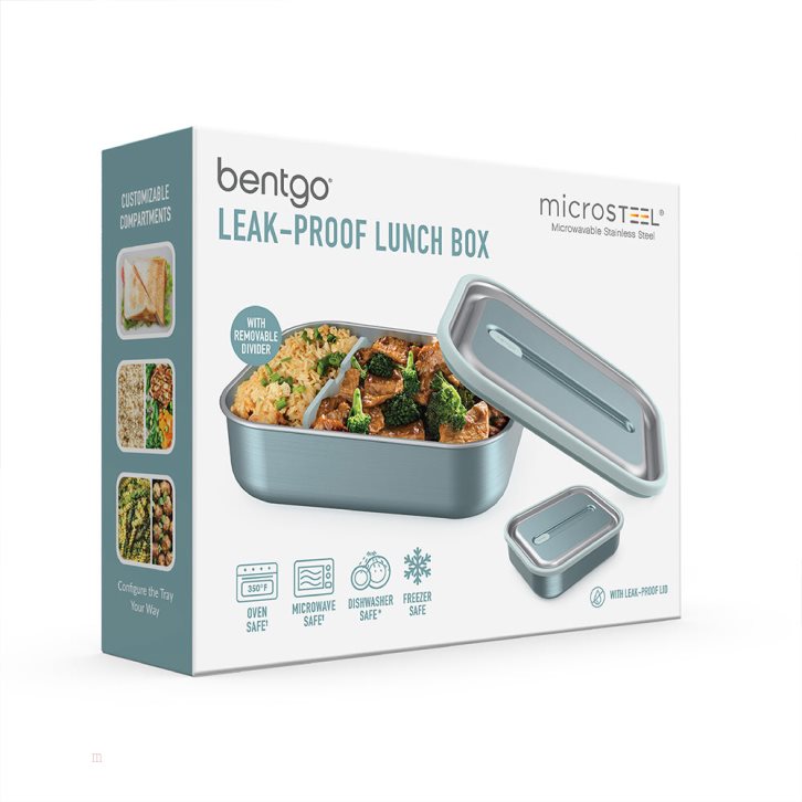 Light Turquoise Bentgo MicroSteel Adults Lunch Box USA | 128364FAU