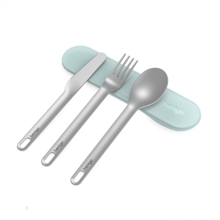 Light Turquoise Bentgo Stainless Steel Travel Utensil Set Adults Utensils USA | 061854BYX