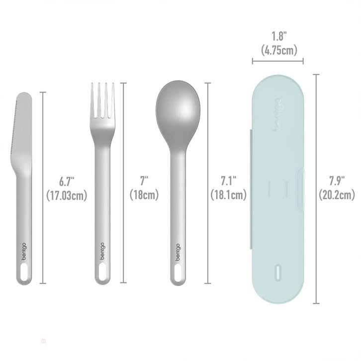 Light Turquoise Bentgo Stainless Steel Travel Utensil Set Adults Utensils USA | 061854BYX