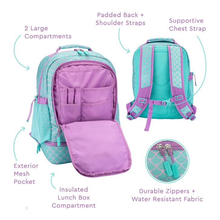 Mermaid Scales Bentgo Prints Lunch Bag Kids' 2-in-1 Backpack USA | 536741ZGD