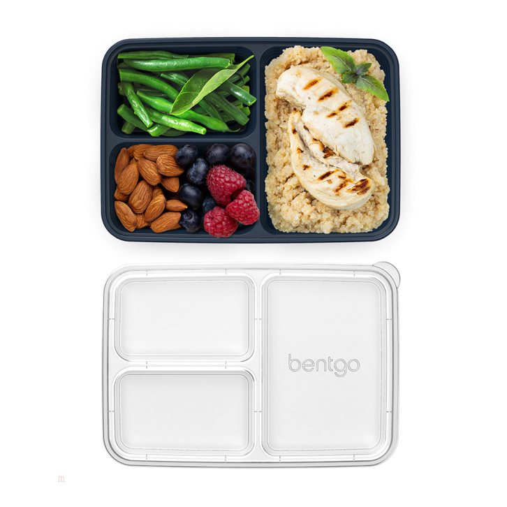 Navy Blue Bentgo Prep 3-Compartment Adults Meal Prep Containers USA | 098437VLW