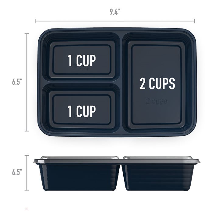 Navy Blue Bentgo Prep 3-Compartment Adults Meal Prep Containers USA | 098437VLW