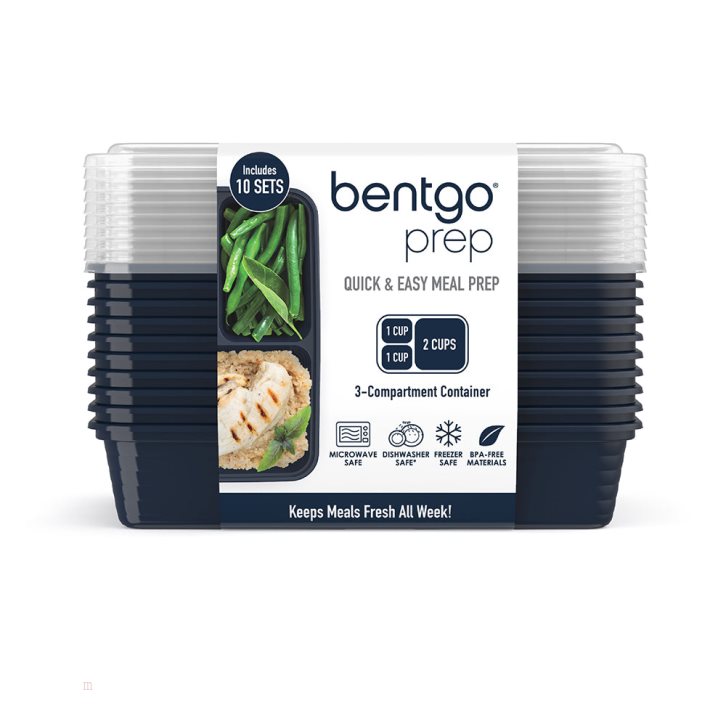 Navy Blue Bentgo Prep 3-Compartment Adults Meal Prep Containers USA | 098437VLW