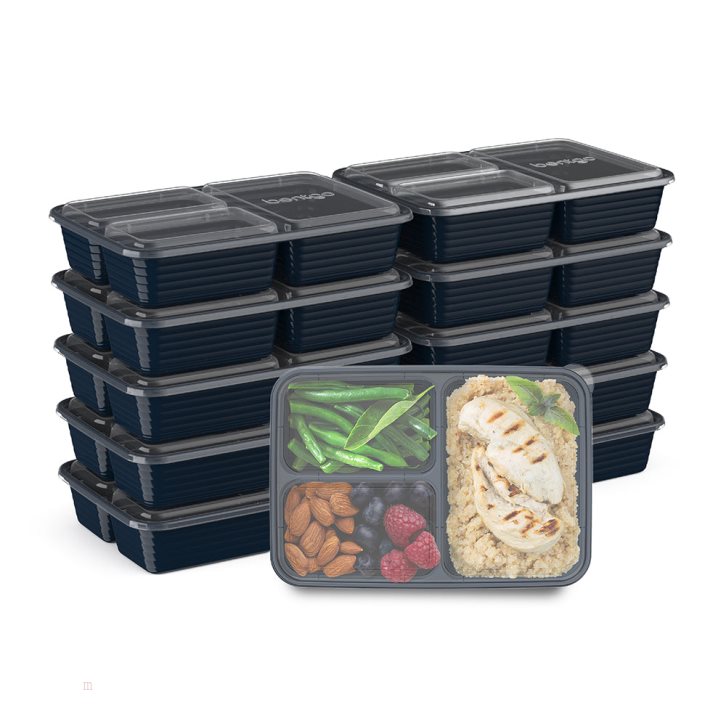 Navy Blue Bentgo Prep 3-Compartment Adults Meal Prep Containers USA | 098437VLW