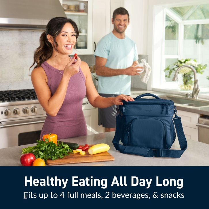 Navy Blue Bentgo Prep Deluxe Multimeal Adults Lunch Bag USA | 907215QLB