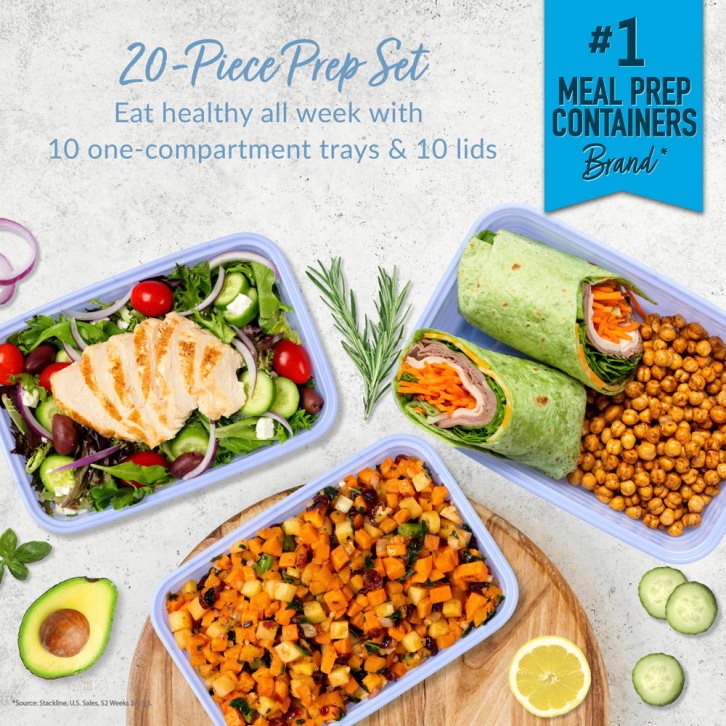 Periwinkle Bentgo Prep 1-Compartment Adults Meal Prep Containers USA | 745916THR