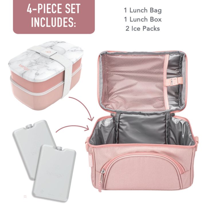 Pink Bentgo Deluxe 4-Piece Adults Lunch Set USA | 537961LCZ