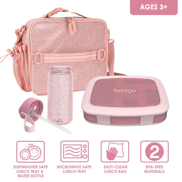 Pink Bentgo Glitter Kids' Lunch Set USA | 521734TJD