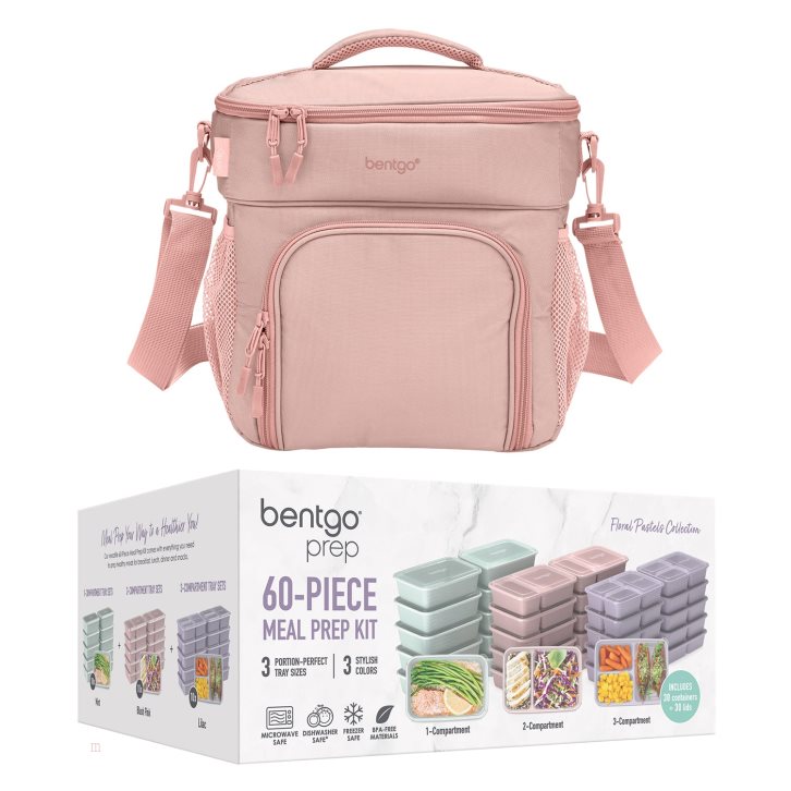 Pink Bentgo Prep Deluxe Bag & 60-Piece Set Adults Meal Prep Containers USA | 506891KTC