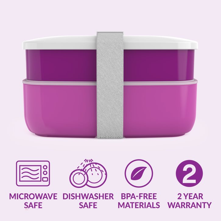 Purple Bentgo Classic (2-Pack) Adults Lunch Box USA | 036145YWQ