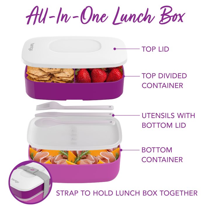 Purple Bentgo Classic (2-Pack) Adults Lunch Box USA | 036145YWQ