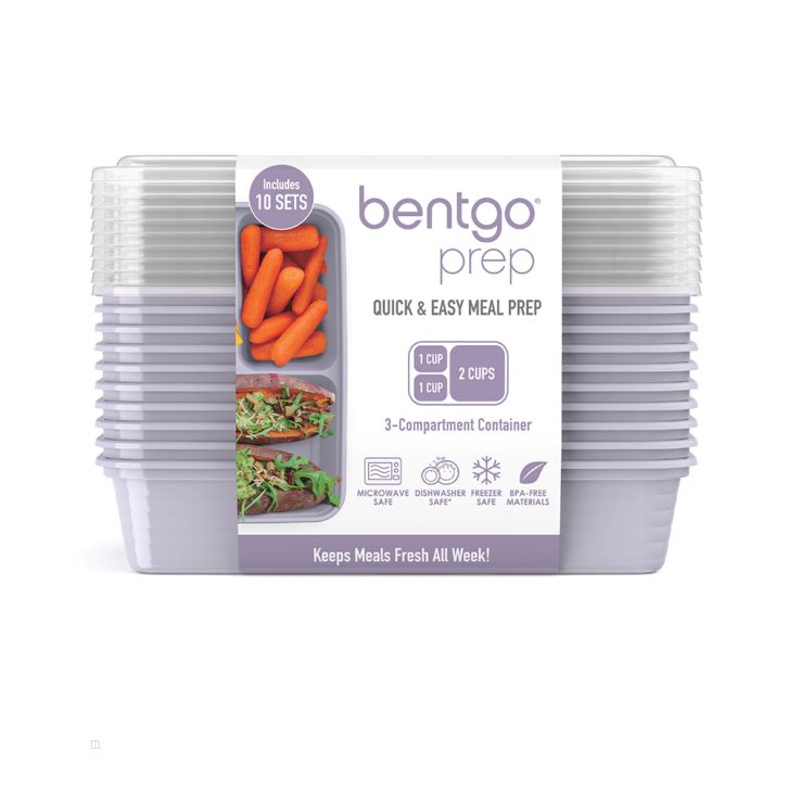 Purple Bentgo Prep 3-Compartment Adults Meal Prep Containers USA | 403851AXI