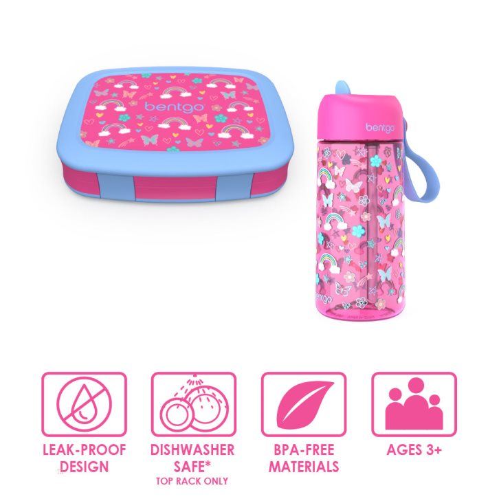 Rainbows & Butterflies Bentgo Prints Water Bottle & Kids' Lunch Box USA | 938764LMY